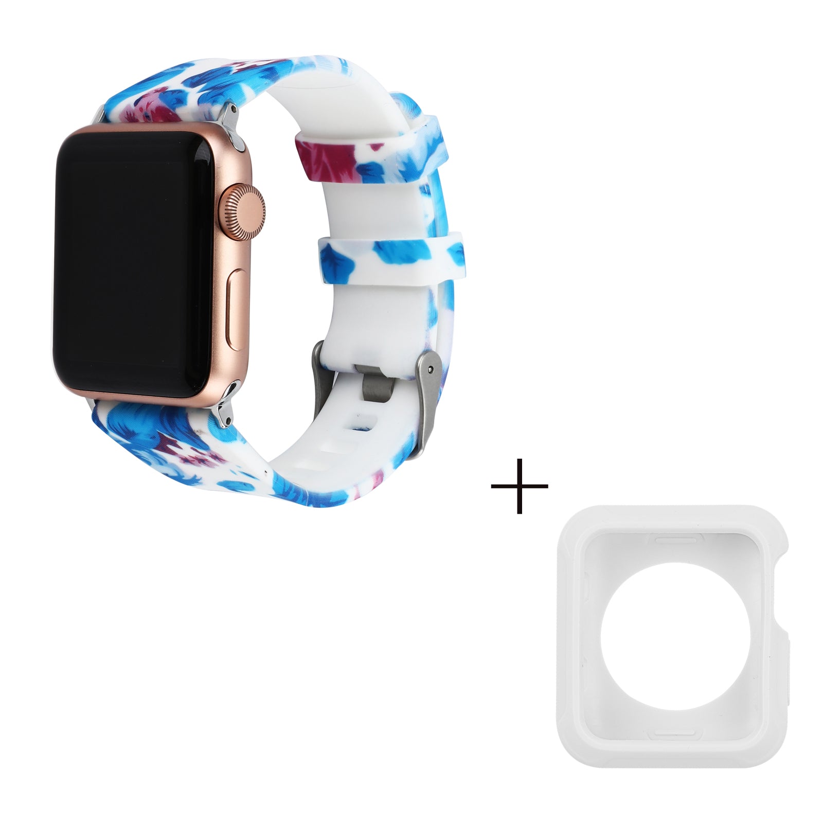 For Apple Watch Series 1 2 3 42mm Pattern Printing Silicone Strap with White TPU Case For Apple Watch Series 1 2 3 42mm Pattern Printing Silicone Strap with White TPU Case